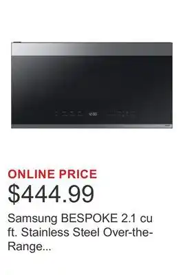 Costco Samsung BESPOKE 2.1 cu ft. Stainless Steel Over-the-Range Microwave, 400 CFM offer