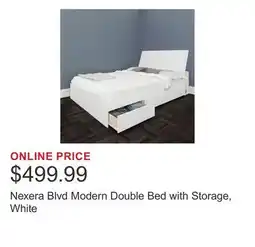 Costco Nexera Blvd Modern Double Bed with Storage, White offer