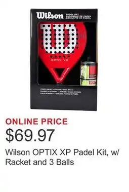 Costco Wilson OPTIX XP Padel Kit, w/ Racket and 3 Balls offer