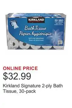 Costco Kirkland Signature 2-ply Bath Tissue, 30-pack offer
