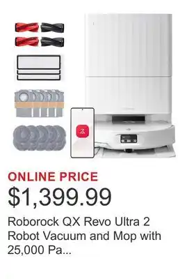 Costco Roborock QX Revo Ultra 2 Robot Vacuum and Mop with 25,000 Pa Suction Power offer