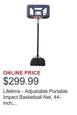 Costco Lifetime - Adjustable Portable Impact Basketball Net, 44-inch, Polycarbonate offer