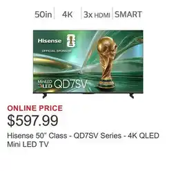 Costco Hisense 50 Class - QD7SV Series - 4K QLED Mini LED TV offer