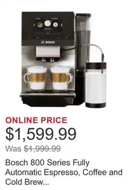 Costco Bosch 800 Series Fully Automatic Espresso, Coffee and Cold Brew Machine with Built in Grinder offer