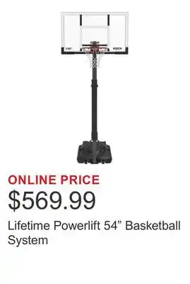 Costco Lifetime Powerlift 54 Basketball System offer