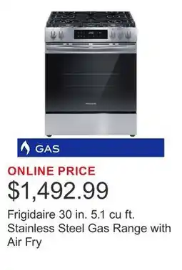 Costco Frigidaire 30 in. 5.1 cu ft. Stainless Steel Gas Range with Air Fry offer