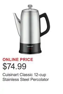 Costco Cuisinart Classic 12-cup Stainless Steel Percolator offer