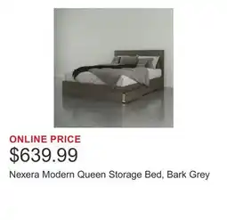 Costco Nexera Modern Queen Storage Bed, Bark Grey offer