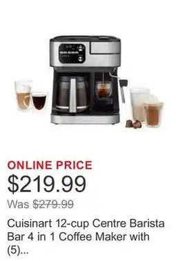 Costco Cuisinart 12-cup Centre Barista Bar 4 in 1 Coffee Maker with (5) Charcoal Filters, K-Cup Compatible offer