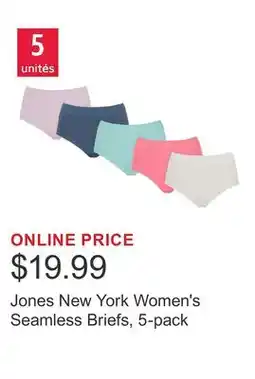 Costco Jones New York Women's Seamless Briefs, 5-pack offer