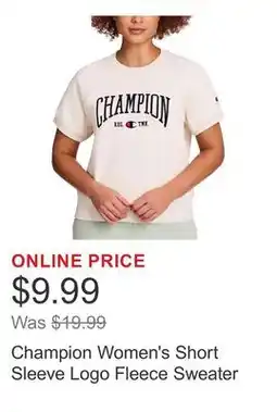 Costco Champion Women's Short Sleeve Logo Fleece Sweater offer