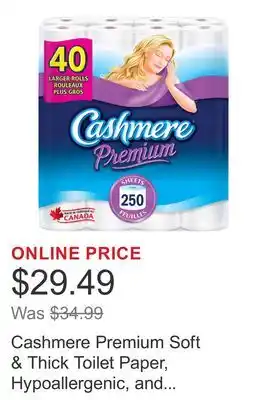 Costco Cashmere Premium Soft & Thick Toilet Paper, Hypoallergenic, and Septic Safe, 40-pack offer