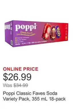 Costco Poppi Classic Faves Soda Variety Pack, 355 mL 18-pack offer