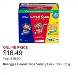 Costco Kellogg's Cereal Cups Variety Pack, 18 × offer