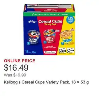 Costco Kellogg's Cereal Cups Variety Pack, 18 × offer