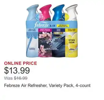 Costco Febreze Air Refresher, Variety Pack, 4-count offer