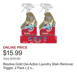 Costco Resolve Gold Oxi-Action Laundry Stain Remover Trigger, 2 Pack ( 2 x 550 mL) offer