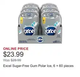 Costco Excel Sugar-Free Gum Polar Ice, 6 × 60 pieces offer