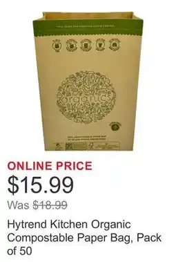 Costco Hytrend Kitchen Organic Compostable Paper Bag, Pack of 50 offer