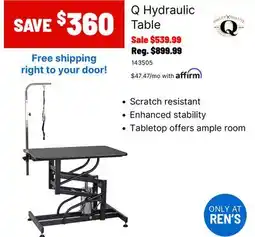 Ren’s Pets Depot Q Hydraulic Table offer