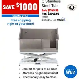Ren’s Pets Depot Q Stainless Steel Tub offer