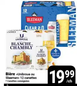 Pasquier Bière Unibroue ou Sleeman 12 canettes offer