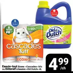 Pasquier Essuie-tout Econo Cascades 6rlx ou Détersif à lessive Old Dutch offer