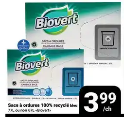 Pasquier Sacs à ordures 100% recyclé bleu 77L ou noir 67L Biovert offer