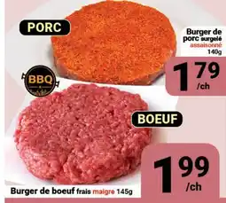 Pasquier Burger de bœuf frais maigre 145g Burger de porc surgelé assaisonné 140g offer