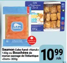 Pasquier Saumon Coho fumé Nanuk ou Bouchées de morue sauvage de l'Atlantique Dom offer