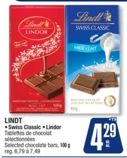 Jean Coutu LINDT • Swiss Classic • Lindor Selected chocolate bars offer