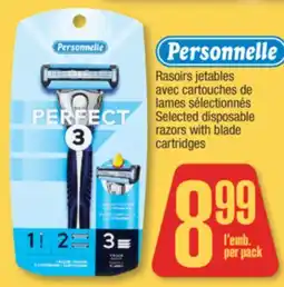 Jean Coutu PERSONNELLE SELECTED DISPOSABLE RAZORS WITH BLADE CARTRIDGES offer