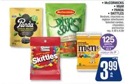 Jean Coutu McCORMICKS, M&M, PANDA or SKITTLES Selected candies, chocolates and licorice offer
