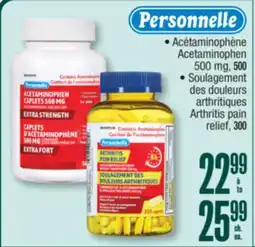 Jean Coutu Personnelle Acétaminophène Acetaminophen 500 mg, 500 Arthritis pain relief, 300 offer