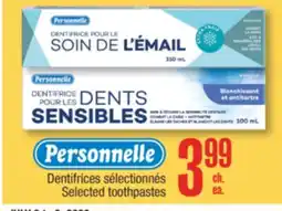 Jean Coutu Personnelle Selected toothpastes offer