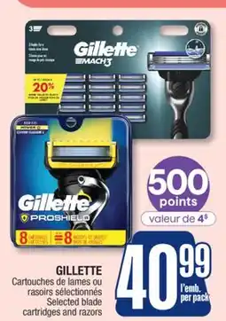 Jean Coutu GILLETTE Selected blade cartridges and razors offer