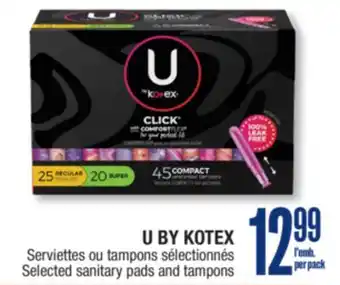 Jean Coutu U BY KOTEX Selected sanitary pads and tampons offer