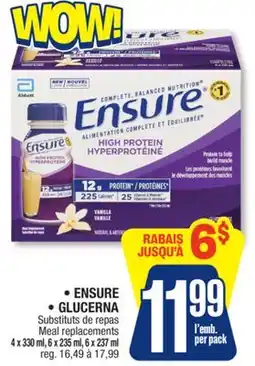 Jean Coutu ENSURE, GLUCERNA Meal replacements offer