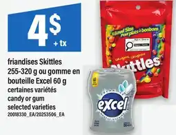 Maxi FRIANDISES SKITTLES, 255-320 G OU GOMME EN BOUTEILLE EXCEL, 60 G | CANDY OR GUM offer