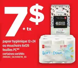 Maxi PAPIER HYGIÉNIQUE 12=24 OU MOUCHOIRS 6X126 FEUILLES PC offer