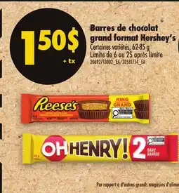 Maxi BARRES DE CHOCOLAT GRAND FORMAT HERSHEY'S offer