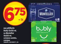 Maxi EAU PÉTILLANTE BUBLY, 12X355 ML OU MONTELLIER, 10X355 ML offer