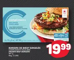 Marché Bonichoix COMPLIMENTS ÉQUILIBRE FROZEN BEEF BURGERS offer