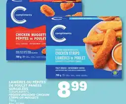 Marché Bonichoix COMPLIMENTS FROZEN BREADED CHICKEN STRIPS OR NUGGETS offer