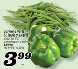 Marché Richelieu POIVRONS VERTS OU HARICOTS VERTS | GREEN PEPPERS OR GREEN BEANS offer