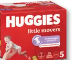 Familiprix Huggies Little Movers baby diapers Size 5 (over 27lb) - 58un offer