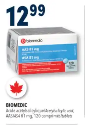 Familiprix Biomedic ASA 81mg acetylsalicylic acid delayed release USP tablets 120un offer