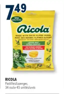 Familiprix Ricola cough suppressant throat lozenges - Lemon Mint 45un offer