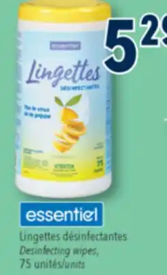Familiprix Essentiel citrus scent disinfecting wipes 75un offer