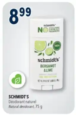 Familiprix Schmidt's deodorant stick Bergamot & Lime offer